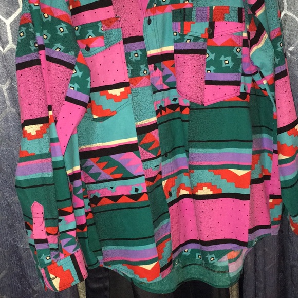 Vintage wrangler wild bold geo Aztec south western country cowboy brush popper - Picture 8 of 17